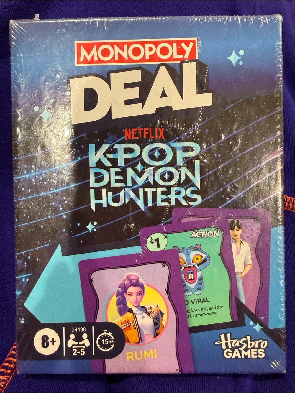 NWT Hasbro Monopoly Deal K-Pop Demon Hunters — Blue Purple